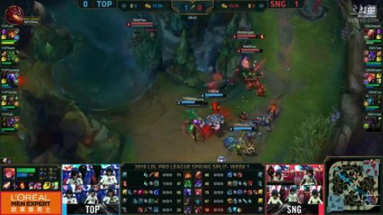 SNG vs TOP 第二场 SNG五秒表战术神奇1换4