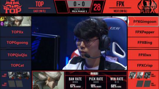 2018LPL春季赛FPX vs TOP第一场-02.27