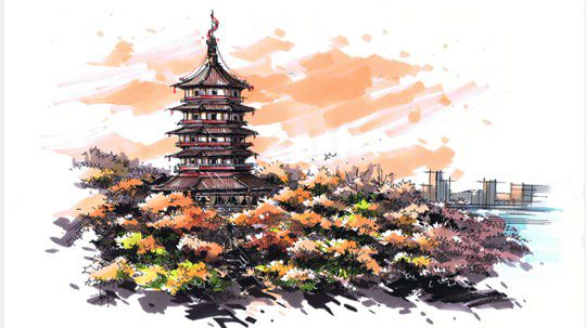 九华山手绘建筑课堂