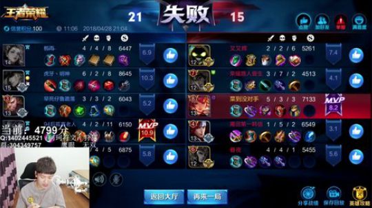 柚子：巅峰赛演员剧组 2018-04-28 20点场