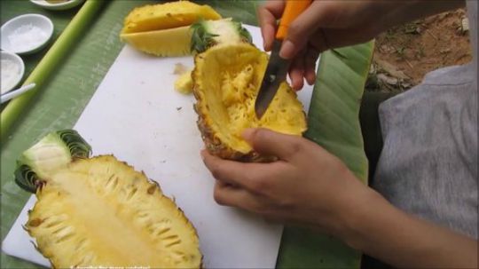 【 Street Food Media】用菠萝烤鸡肉蒸米饭
