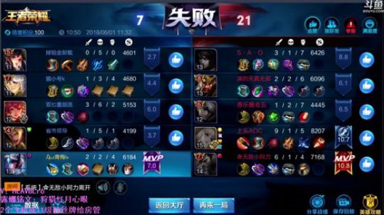 右手：最强露娜带粉胜率98.7% 2018-06-01 11点场