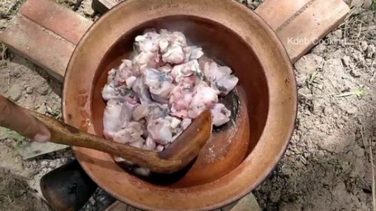 【柬埔寨熊孩子】和可爱的妹妹一起共享沙煲牛蛙！好吃！.