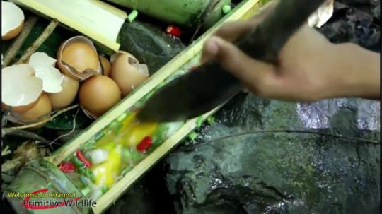 【荒野戏精】~吃独食被发现了吧~这次和小伙伴分享竹筒蛋蛋