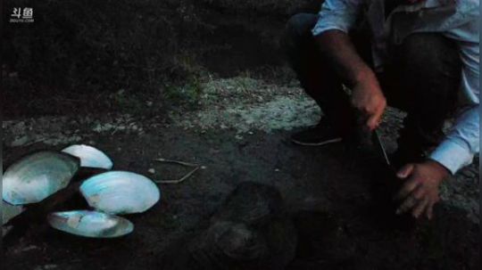 航拍水下摸鱼。 2018-10-04 18点场