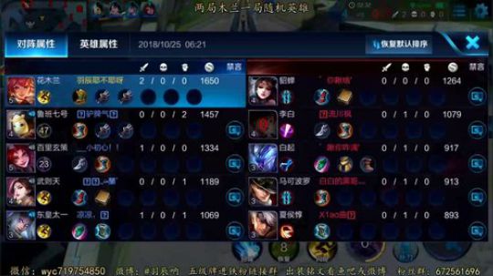 双国服最强木兰 最秀1V5操作了解一下 2018-10-25 05点场