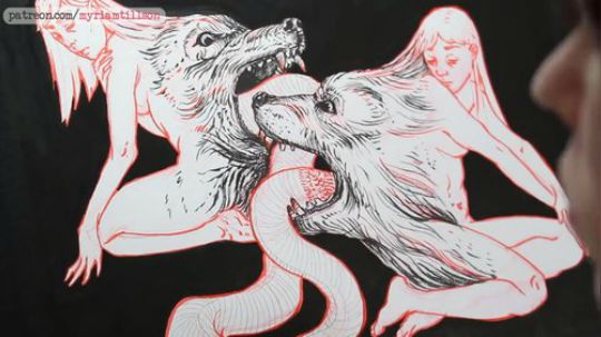 Inktober 利用红色与黑色墨水画几张插画