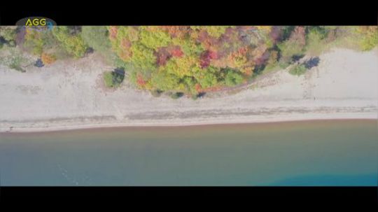 航拍 红叶 猪苗代湖