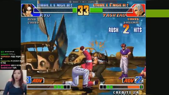 韩国美女主播金素雅玩拳皇98会打会演！