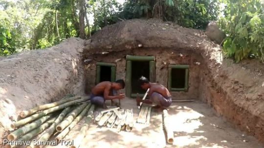 原始生存工具：在树根下盖房子&增加两个游泳池