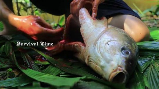 【荒野戏精】15kg的大鱼拿来烧烤最合适不过了！