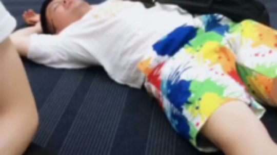 就～这是我这几天出去认识的小伙伴?
飞机延误了，他就躺地上了