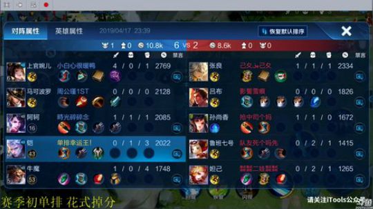 赛季初花式单排 2019-04-17 23点场