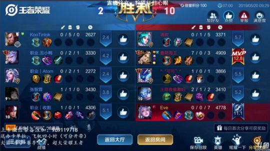 国服最强露娜 带粉天秀99.8%胜率 2019-05-20 08点场