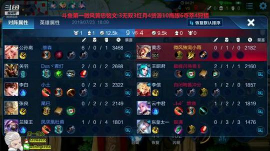 国服黄忠:右手受伤 2019-07-23 17点场