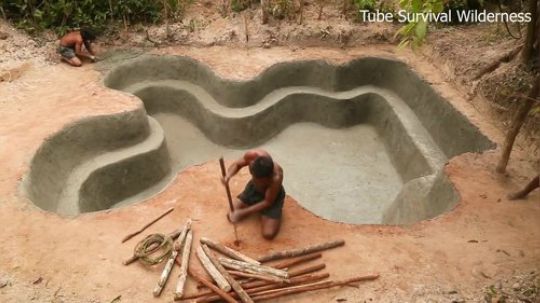 【原始建造·万池王】挖掘打造一个草漂亮的淡水泳池
