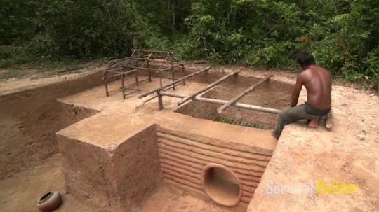 【原始建造·万池王】建造超N带有狗屋和鱼池的地下小屋