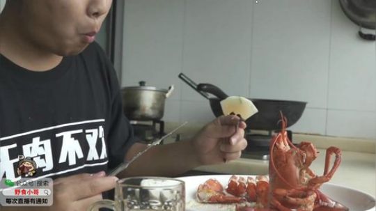 我在斗鱼看野食小哥直播美食