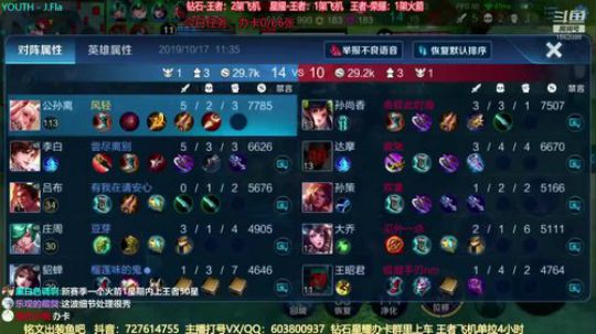 国服离带粉上王者专场 2019-10-17 10点场