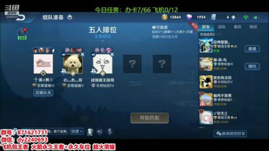 带粉五排飞机跟车到王者 2019-11-08 15点场