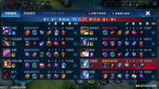 九日：巅峰赛 2019-12-28 20点场