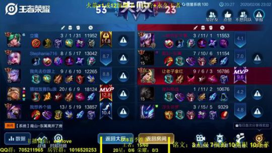 国服虞姬  射手全能系列 2020-02-06 22点场