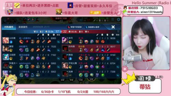萌新主播在线嘤嘤嘤 4039714 2020-04-26 20点场