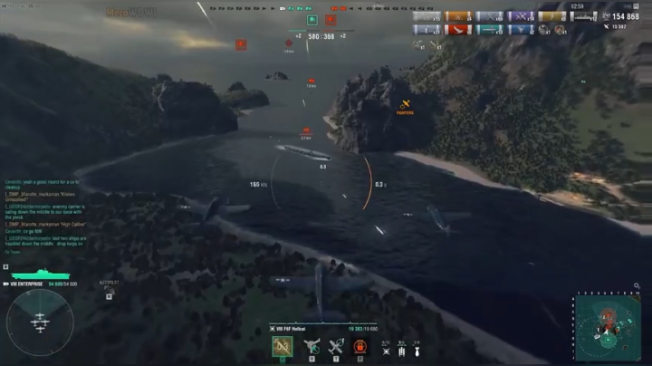 战舰世界 美系金币8级航母企业号 战机视角