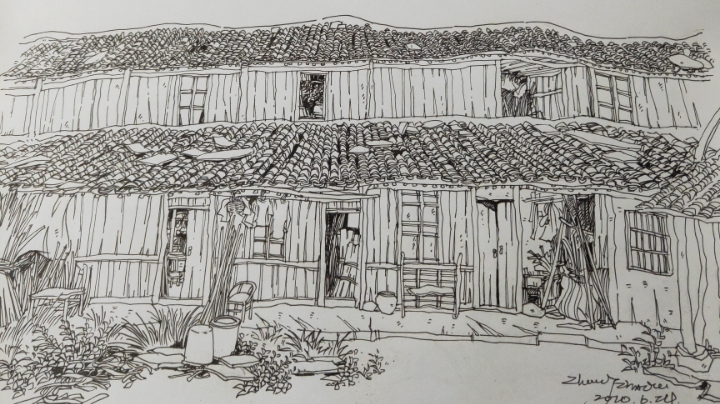 建筑写生钢笔画