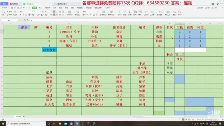 策略大战 免费建将 2020-07-17 17点场