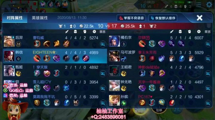 【英雄:韩信,连杀:6】08:13 13:12