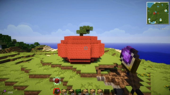我的世界：怎么建造一个红红的大苹果！