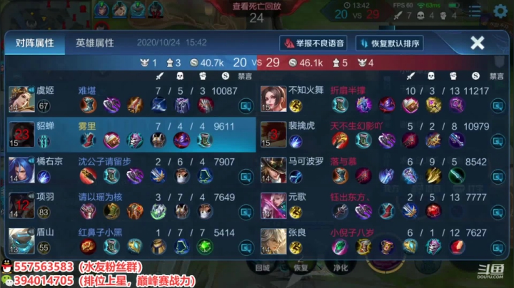 国服貂蝉   巅峰赛 2020-10-24 15点场
