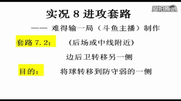 实况8进攻套路7.2：边后卫转移另一侧