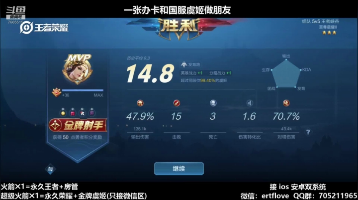 国服虞姬 第33个王者 2020-11-06 20点场