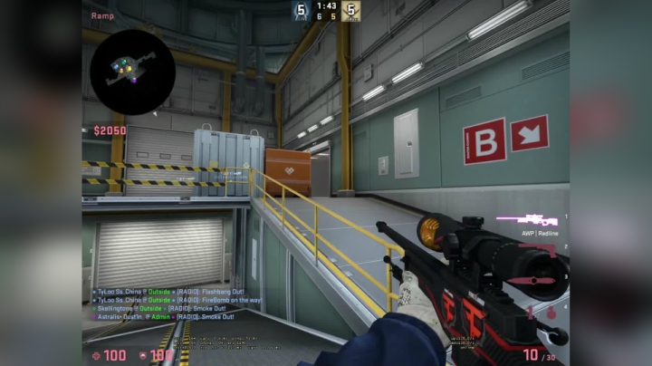 CSGO NUKE B斜坡大狙1V4