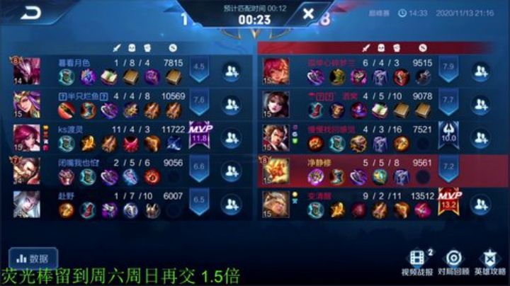 【王者荣耀】骚白的精彩时刻 20201113 21点场