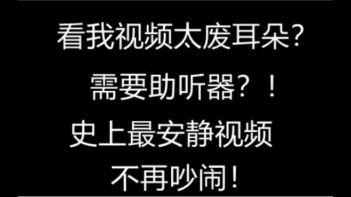 大家都说我太吵了  史上最安静的视频！