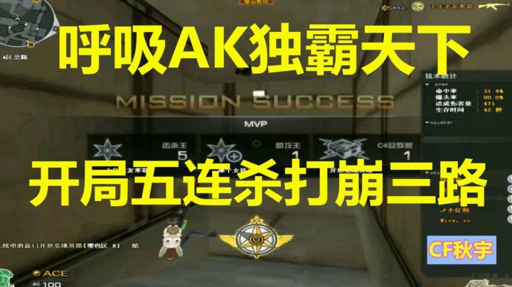 CF呼吸AK一出手就是五连杀排位刷屏娃