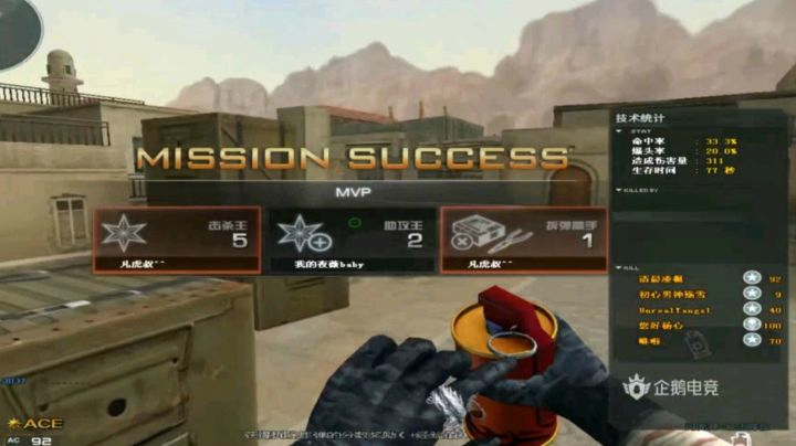 CF华中枪王之王组队解说小K残局1V5