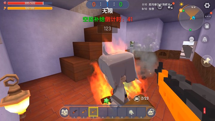 迷你世界：家族大作战，叶子贪吃食物，我拿98k在背后将其放倒
