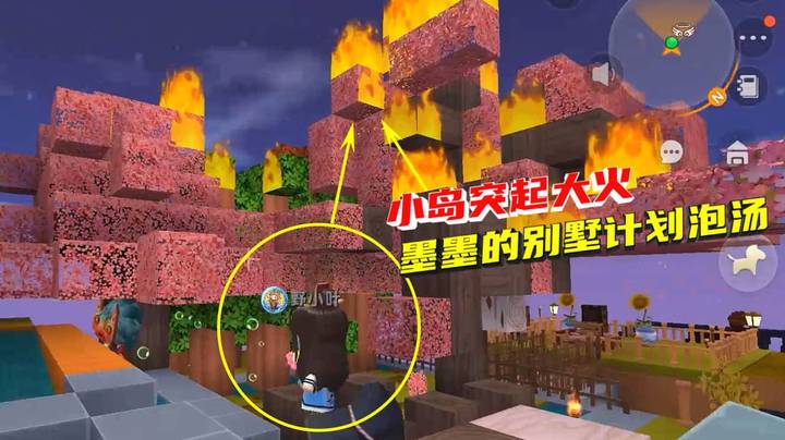 空岛生存13：大火烧毁小岛树林，墨墨的别墅计划泡汤前途一片渺茫