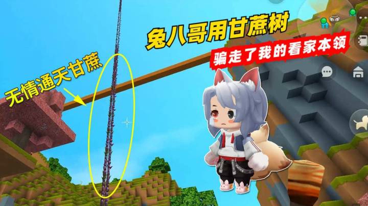 迷你世界荒岛求生29：兔八哥用无情通天甘蔗，骗走了我的看家本领