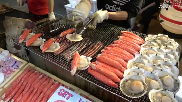 日本小吃 烤扇貝和蟹肉棒