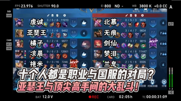 十个人都是职业与国服的对局，亚瑟王与顶尖高手大乱斗！