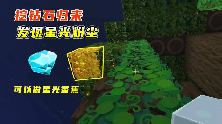 迷你世界雨林生存7：小墨挖钻石归来，在雨林发现两处星光粉尘