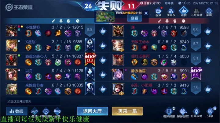 【王者荣耀】骚白的精彩时刻 20210218 21点场