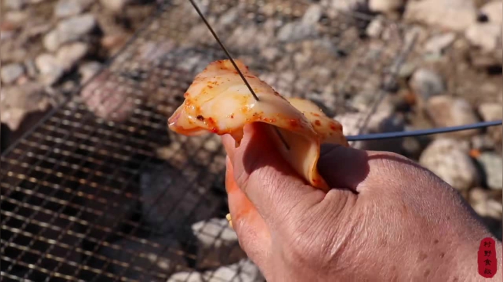 《乡村老流氓美食记》277_农村大叔60块买到4条大鱿鱼，先腌制后碳烤，大口啃起来真过瘾