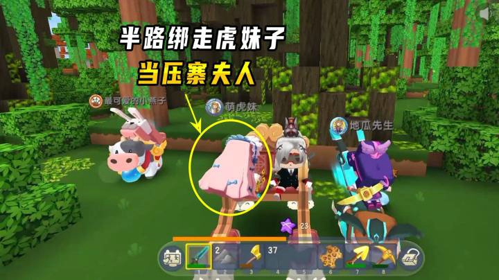 迷你世界雨林生存25：小墨半路绑走虎妹子，带回水晶宫当压寨夫人