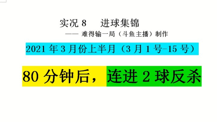 3月上半月，80分钟过后，绝杀球、绝平球集锦